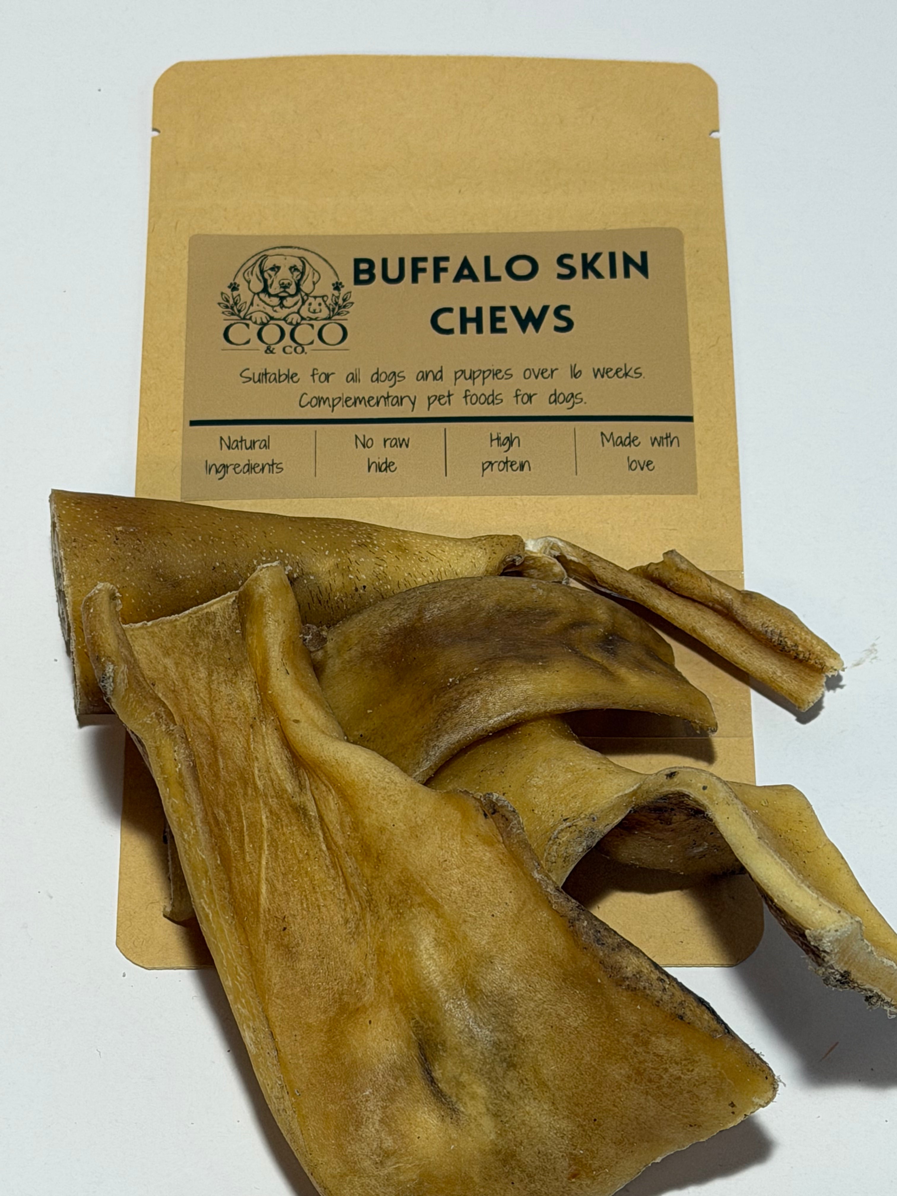 Coco's Pantry Buffalo Head Skin natural dog chew