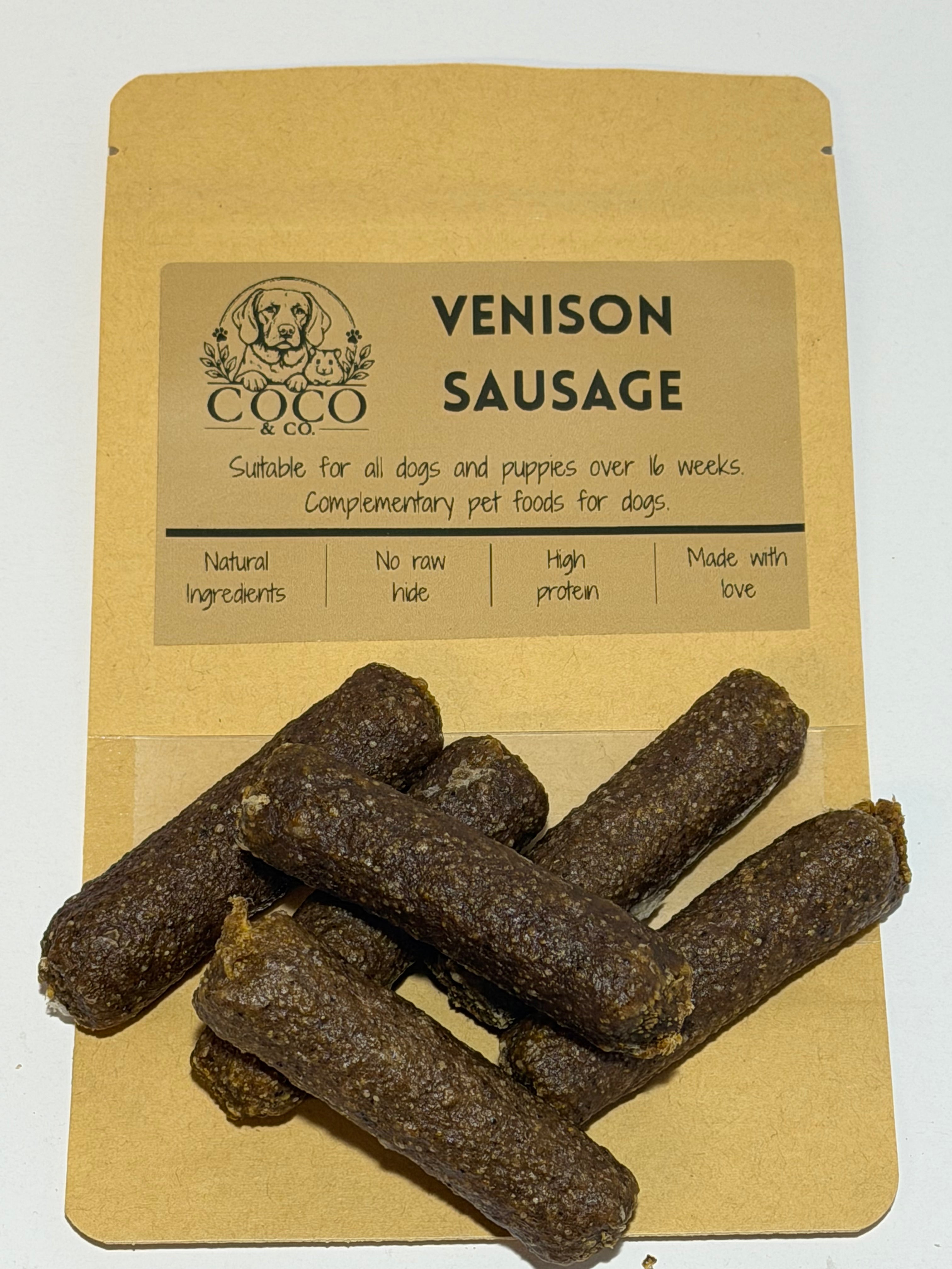 Coco's Pantry Venison Sausage natural dog treats