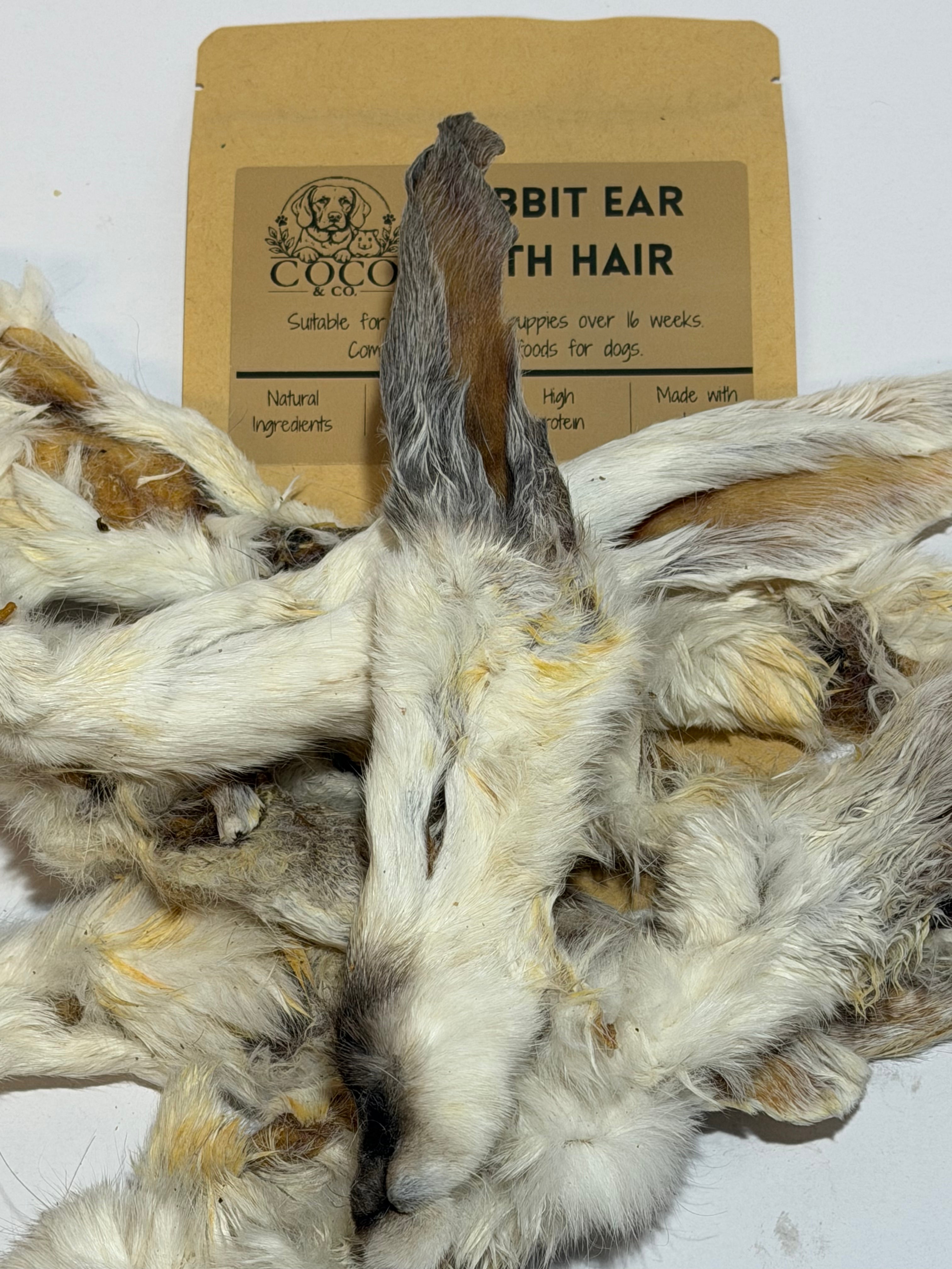 Coco's Pantry Rabbit Ears with Fur natural dog chew