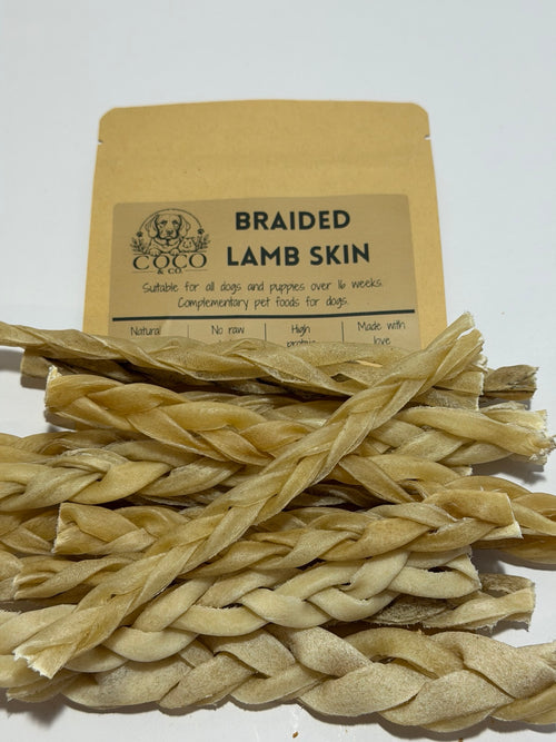 Coco & Co. Braided Lamb Skin dog treats