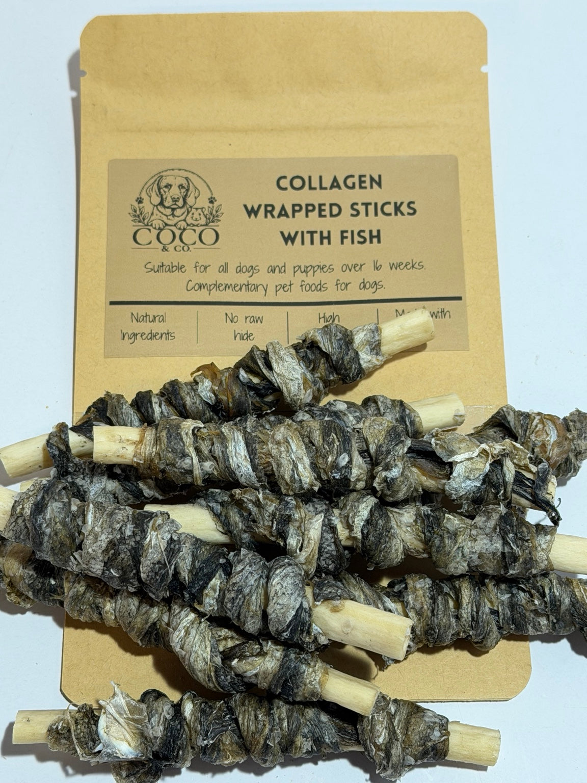 Coco & Co. Collagen Wrapped Sticks with Fish dog treats