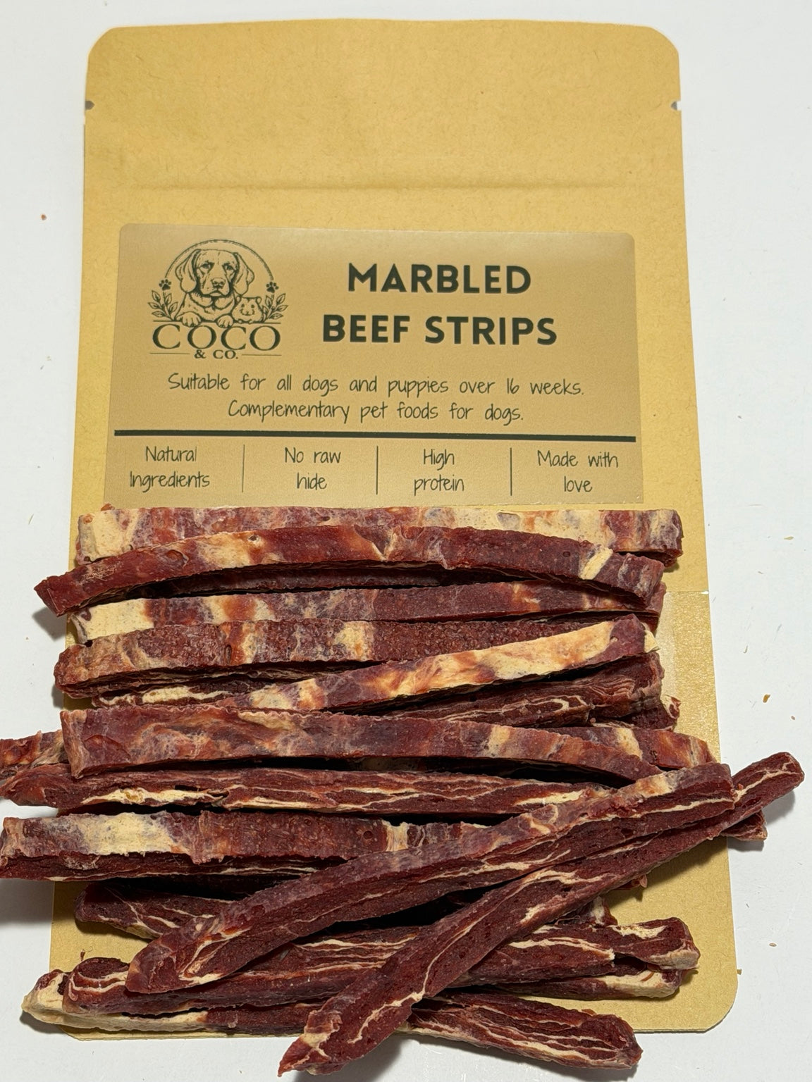 Coco & Co. Marbled Beef Strips dog treats